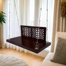 jairi traders M-22 Jhali Solid Wood Swing in Brown & Silver Colour image 2