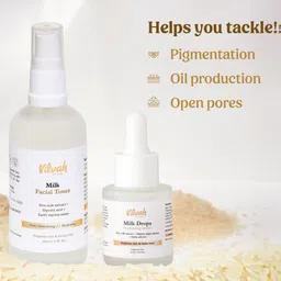 vilvah store Vilvah Set of Milk Facial Toner 100ml & Milk Drops Brightening Serum 20ml image 2