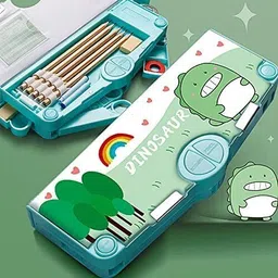 wecan fashion TRENDING RECOMMENDED HEAVY QUALITY MADE IDEAL FOR BOY&GIRL STATIONERY BABY DINOSAUR THEME MULTI LAYER MULTIPLE BUTTONS METAL COMPASS BOX Art Metal Pencil Box-picture-29
