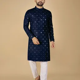 orifab Men Embroidered Pure Cotton Straight Kurta image 1