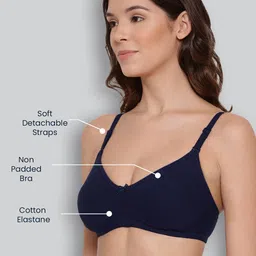 LYRA Pack Of 2 Printed Combed Cotton Wirefree Secret Support Bra with Detachable Strap image 2