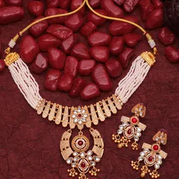 ASMITTA JEWELLERY Gold-Plated Kundan Stone Studded Jewellery Set image 1
