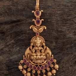Kushal's Fashion Jewellery Gold-Plated Artificial Stones Studded Maang Tikka Head Jewellery image 1
