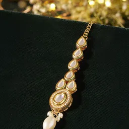 Priyaasi Gold-Plated Kundan Studded Maang Tikka Head Jewellery-picture-23