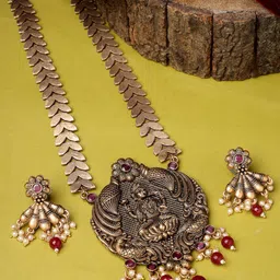 ADIVA Gold-Plated Stone Studded Pearls Beads Jewellery Set image 1