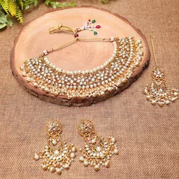 Swarajshop Gold-Plated Kundan-Studded Jewellery Set-picture-16