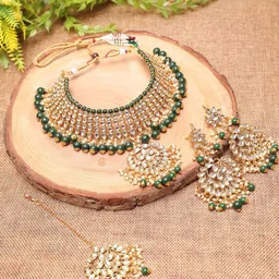 Swarajshop Gold-Plated & Kundan Studded Jewellery Set-picture-32