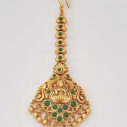 Kushal's Fashion Jewellery Gold-Plated Artificial Stones Studded Maang Tikka Head Jewellery image 2