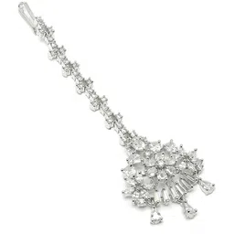 KARATCART Silver-Plated American Diamond-Studded Maang Tikka image 2