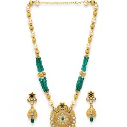 ADIVA Gold-Plated Kundan Stones Studded And Beaded Jewellery Set image 2