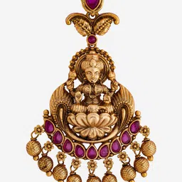 Kushal's Fashion Jewellery Gold-Plated Artificial Stones Studded Maang Tikka Head Jewellery image 3
