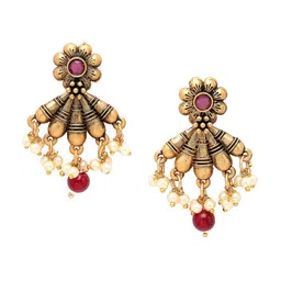 ADIVA Gold-Plated Stone Studded Pearls Beads Jewellery Set image 4