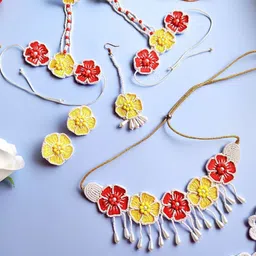 Sangria Gold-Plated Beaded & Tasseled Bridal Jewellery Set-image-74