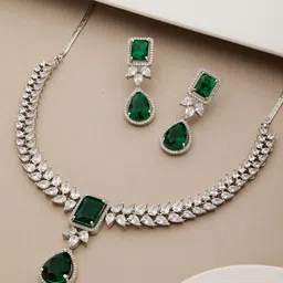 Saraf RS Jewellery Silver-Plated CZ-Studded Jewellery Set-picture-47