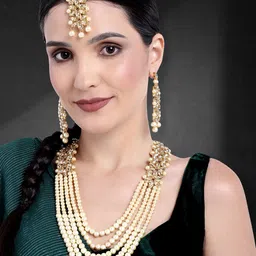 Peora Gold-Plated Artificial Stones & Beads Jewellery Set-picture-40