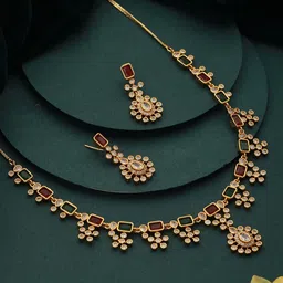 Jazz and Sizzle 22KT Gold-Plated AD-Studded Jewellery Set-picture-10