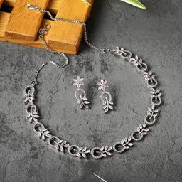 ZENEME Rhodium-Plated AD-Studded Jewellery Set-picture-30