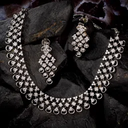 Saraf RS Jewellery Silver-Plated White AD & CZ-Studded Jewellery Set-picture-27