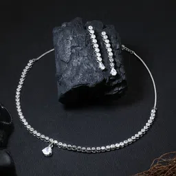 Adwitiya Collection Silver-Plated White CZ-Studded Jewellery Set-picture-18