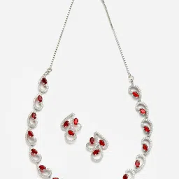 Aazeen Rhodium-Plated AD & CZ Studded Jewellery Set-picture-19