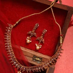 Jazz and Sizzle Gold-Plated Kundan Studded Jewellery Set-image-74