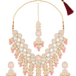 Zaveri Pearls Gold-Plated AD-Studded & Beaded Jewellery Set-picture-44