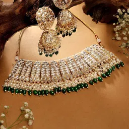 Priyaasi Gold-Plated Kundan-Studded & Beaded Jewellery Set-picture-31