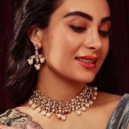 Priyaasi Gold-Plated Kundan Studded & Pearl Beaded Jewellery Set-picture-18