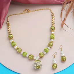 AKSHARA Gold-Plated Stone Studded & Pearl Beaded Jewellery Set-picture-25