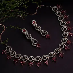 SOHI Gold-Plated Stone-Studded Necklace & Earrings Set-picture-57