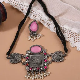 Fida Silver-Plated Kundan Stone Studded Jewellery Set image 1