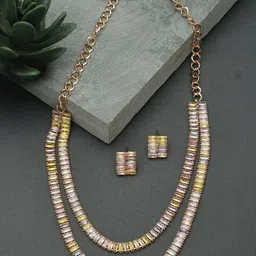 AMI Rose Gold-Plated Stone Studded Jewellery Set-picture-33