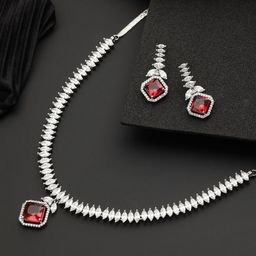 Saraf RS Jewellery Silver-Plated CZ-Studded Jewellery Set-picture-28