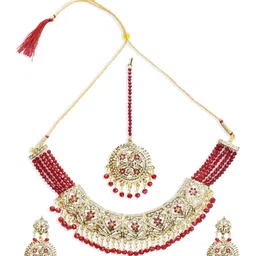 The Pari Gold-Plated Stone Studded & Beaded Jewellery Set image 2