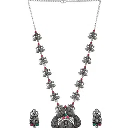 Silvermerc Designs Silver-Plated & Stone-Studded Oxidised Jewellery Set image 2