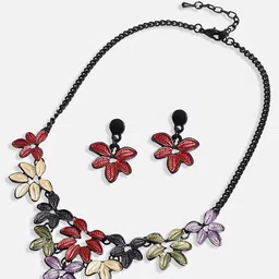 SOHI Foliage Necklace & Earrings Jewellery Set image 2