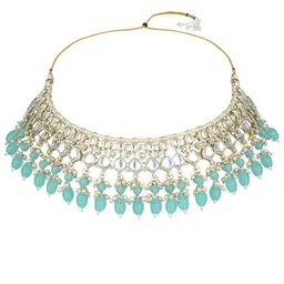 I Jewels Gold-Plated Artificial Stones and Beads Studded & Beaded Jewellery Set image 4