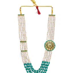 Jazz and Sizzle Gold-Plated Sea Green & White Jewellery Set image 3