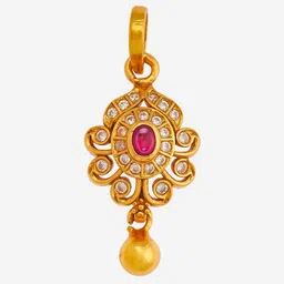 Kushal's Fashion Jewellery 92.5 Pure Silver Gold-Plated Stone Studded Jewellery Set image 3