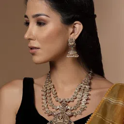 PANASH Gold-Plated Kundan Studded & Pearls Beaded Jewellery Set image 5