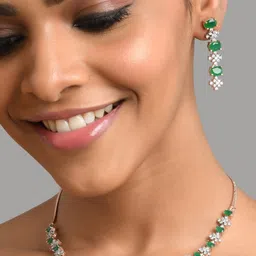 Fida Rose Gold Plated AD Studded Jewellery Set image 1