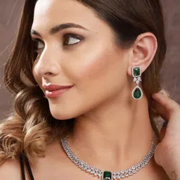 Saraf RS Jewellery Silver-Plated CZ-Studded Jewellery Set image 4