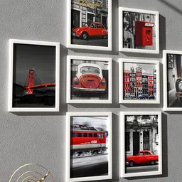 Art Street  Bar Theme White & Red 7-Pieces Abstract Printed Framed Wall Painting image 2