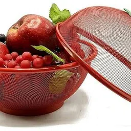 ecomclickgift Apple Shape Fruit Basket with Cover for Kitchen Storage Steel Fruit & Vegetable Basket image 2