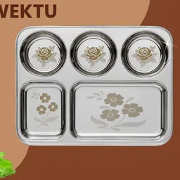 wektu Premium Stainless Steel Compartment Plates/Food Grade/5 in 1/Laser Print/1PC/36 Sectioned Plate-picture-37