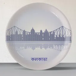 nestroots Urban Dreamscapes Grey & Purple Cityscape Kolkata Artistry Printed Wall Plates-picture-11