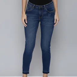 Flying Machine Women Blue Veronica Skinny Fit Mildly Distress Light Fade Stretchable Jeans-picture-18
