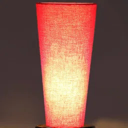 Devansh Red Cotton Cylinder Table Lamps With Brown Round Wood Base image 3