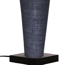 Devansh Blue Jute Cylinder Table Lamps With Brown Square Wood Base image 4