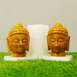 katkaria creations Buddha Yellow Marble Book End image 4